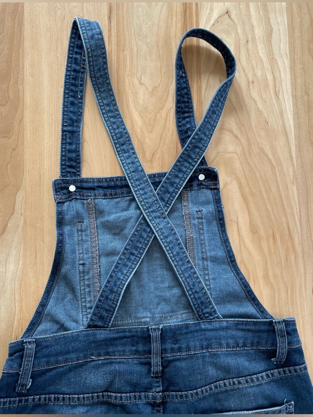 Free People Denim Overall Bibs Distressed Utility Stretch Size 26 - Picture 6 of 9